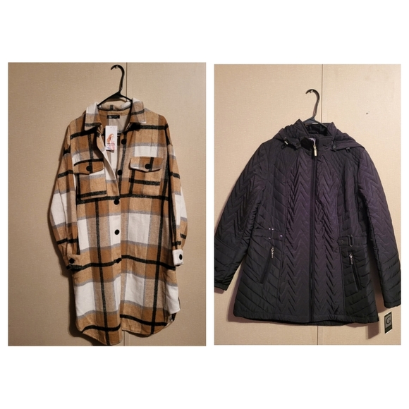 2 Jackets! 2 Jackets! Quilt Jacket- Gallery New York and Flannel Plaid Jacket - Picture 1 of 8